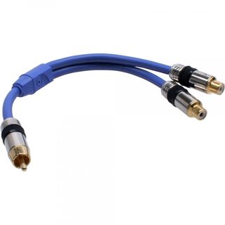 InLine Premium Cinch-Y-Kabel 1x Stecker 2x Buchse 0,25m blau