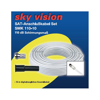 Sky Vision SAT/BK Koaxialkabel 110dB weiß inkl. 2x F-Stecker 10m