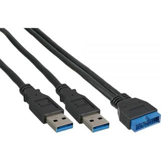 Inline USB 3.0 19pol. intern auf Stecker A ext. Adapterkabel 0,4m
