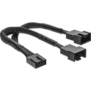 Inline 4Pin PWM Y-Kabel 4Pin PWM Stecker auf 2x 4Pin PWM Buchse schwarz gesleevt