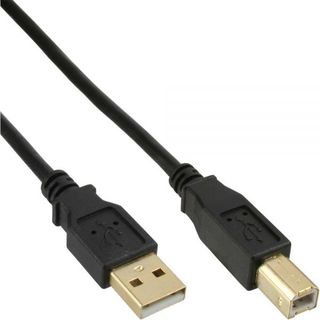InLine USB 2.0 Kabel Stecker A -&gt; B vergoldete Kontakte schw 0,3m