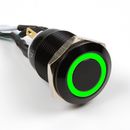 Impactics Vandalismustaster | IP67 | Alu schwarz | Power SW/LED Kabel grüne LED