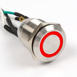 Impactics Vandalismustaster | IP65 | Edelstahl | Power SW/LED Kabel rote LED