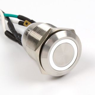 Impactics Vandalismustaster | IP65 | Edelstahl | Power SW/LED Kabel wei&szlig;e LED