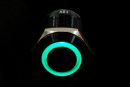 Phobya Vandalismus / Klingeltaster 19mm Aluminium schwarz, gr&uuml;n Ring beleuchtet 6pin
