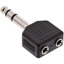 InLine Audio Adapter 6,3mm Klinke Stecker auf 2x 3,5mm Klinke Buchse Stereo