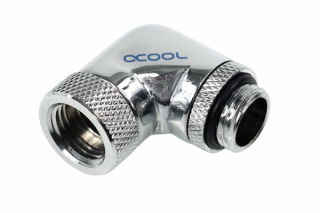 Alphacool HF Winkeladapter 90° G1/4 Aussengewinde auf G1/4 Innengewinde drehbar - Chrome