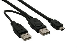 InLine USB Mini-Y-Kabel, 2x Stecker A an Mini-B Stecker (5pol.) 1m