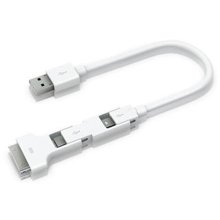 Innergie Magic Cable Trio weiss f&uuml;r Apple, Mini/Micro USB 0,2m